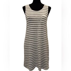 Market & Spruce Gray and White Sleeveless Striped Dress, Size Small Petite